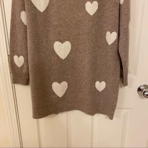 MAGASCHONI Heart Open Front Cashmere Cardigan in Pebble Heather/Frost White Sz M - Picture 8 of 9